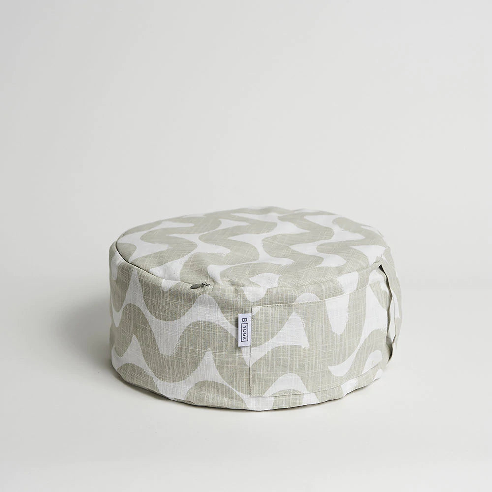 Halfmoon Yoga Calm Meditation Cushion in Wander, close up.