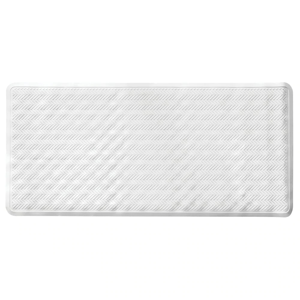 Idesign Chelsea Bath Mat, white, up close.