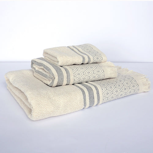 Moda At Home Lisbon Bath Towel, stacked set, in grey.