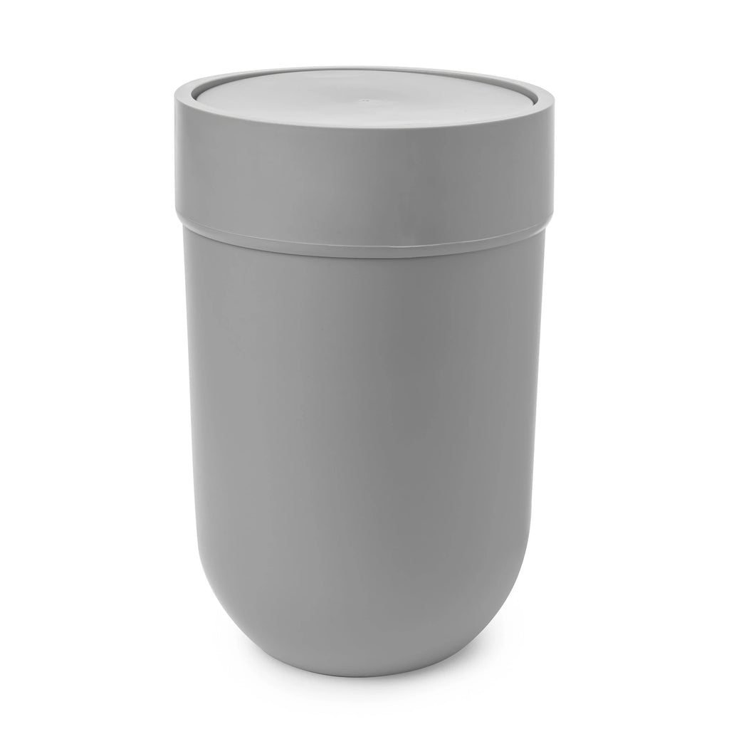 Umbra Touch Garbage  in grey, closed.