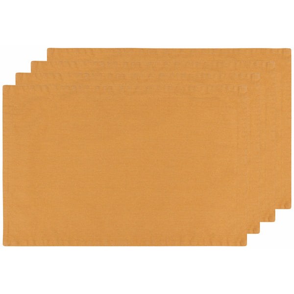 Stonewash Linen Placemat Set - Ochre