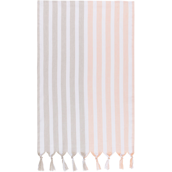 Cabin Stripe Tea Towel - Dove Gray/Nectar