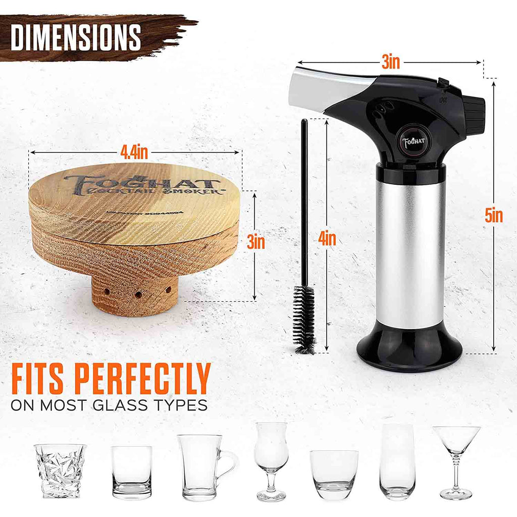 Foghat Cocktail Smoker Kit dimensions