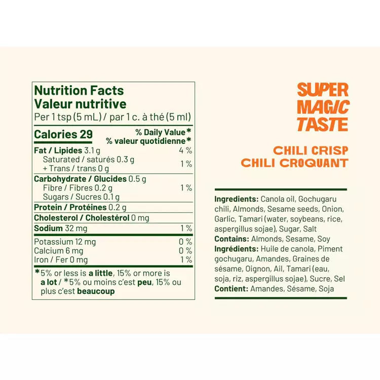 Super Magic Taste Chili Crisp Nutritional Facts