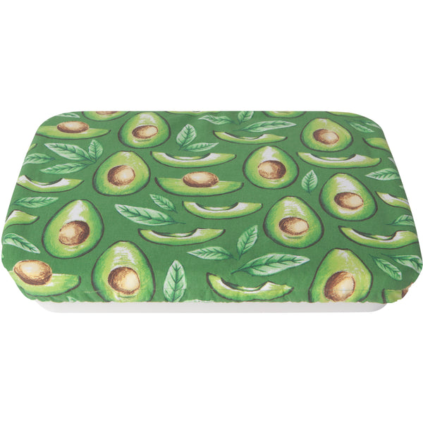 Baking dish cover in avocados