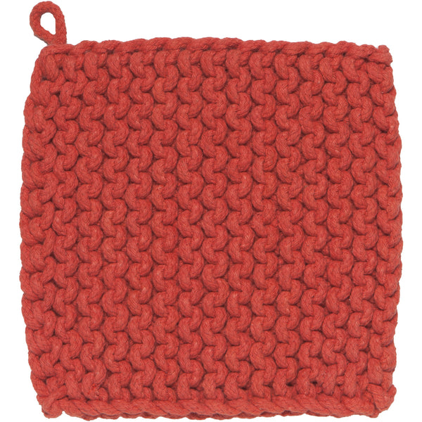 Knit Pot Holder Red