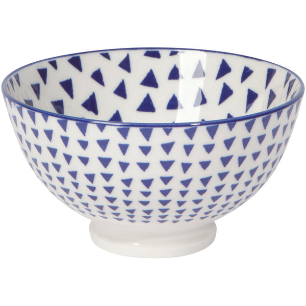 Porcelain Bowl in Blue Triangles