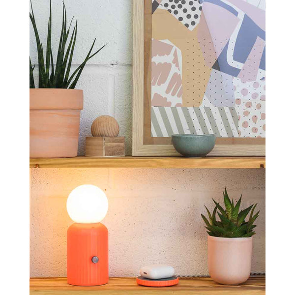 Wireless Lamp and Charger - Coral in use, lifestyle