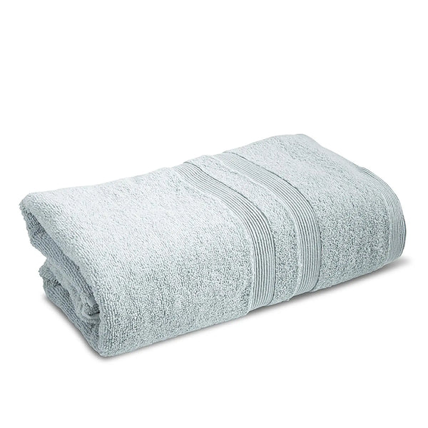 Moda At Home Allure Cotton Bath Towel in powder blue, close up.