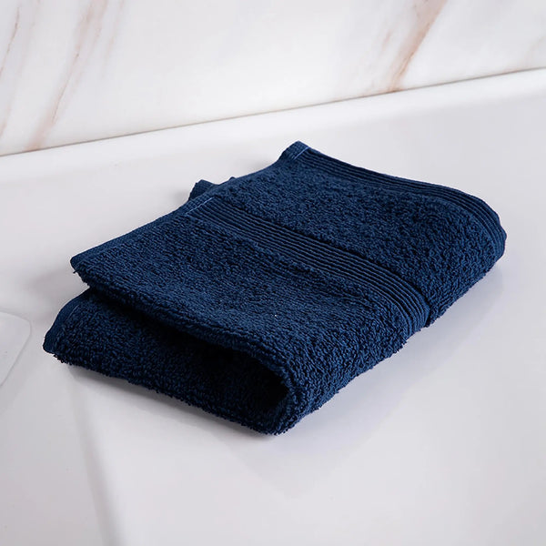 Moda At Home Allure Cotton Face Towel, washcloth, in indigo.