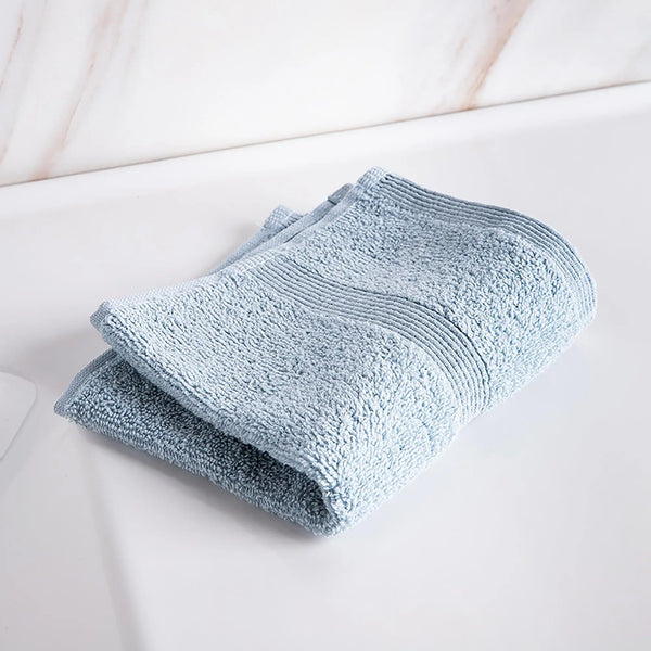 Moda At Home Allure Cotton Face Towel in powder blue.