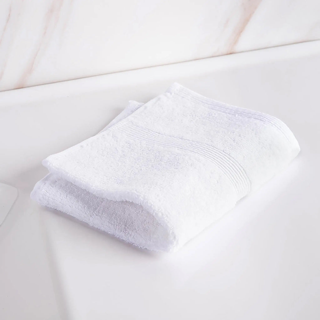Moda At Home Allure Cotton Face Towel, washcloth, in white.