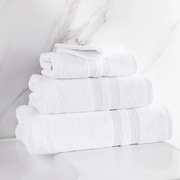 Moda At Home Allure Cotton Face Towel, washcloth, in white, set of 4.