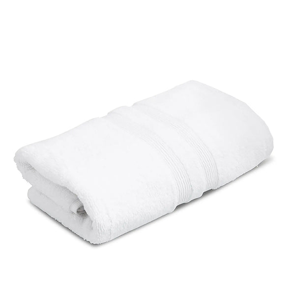 Moda At Home Allure Cotton Hand Towel, in white, folded.