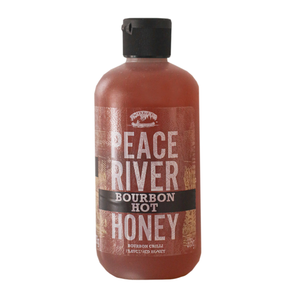 Peace River Bourbon Hot Honey, close up.