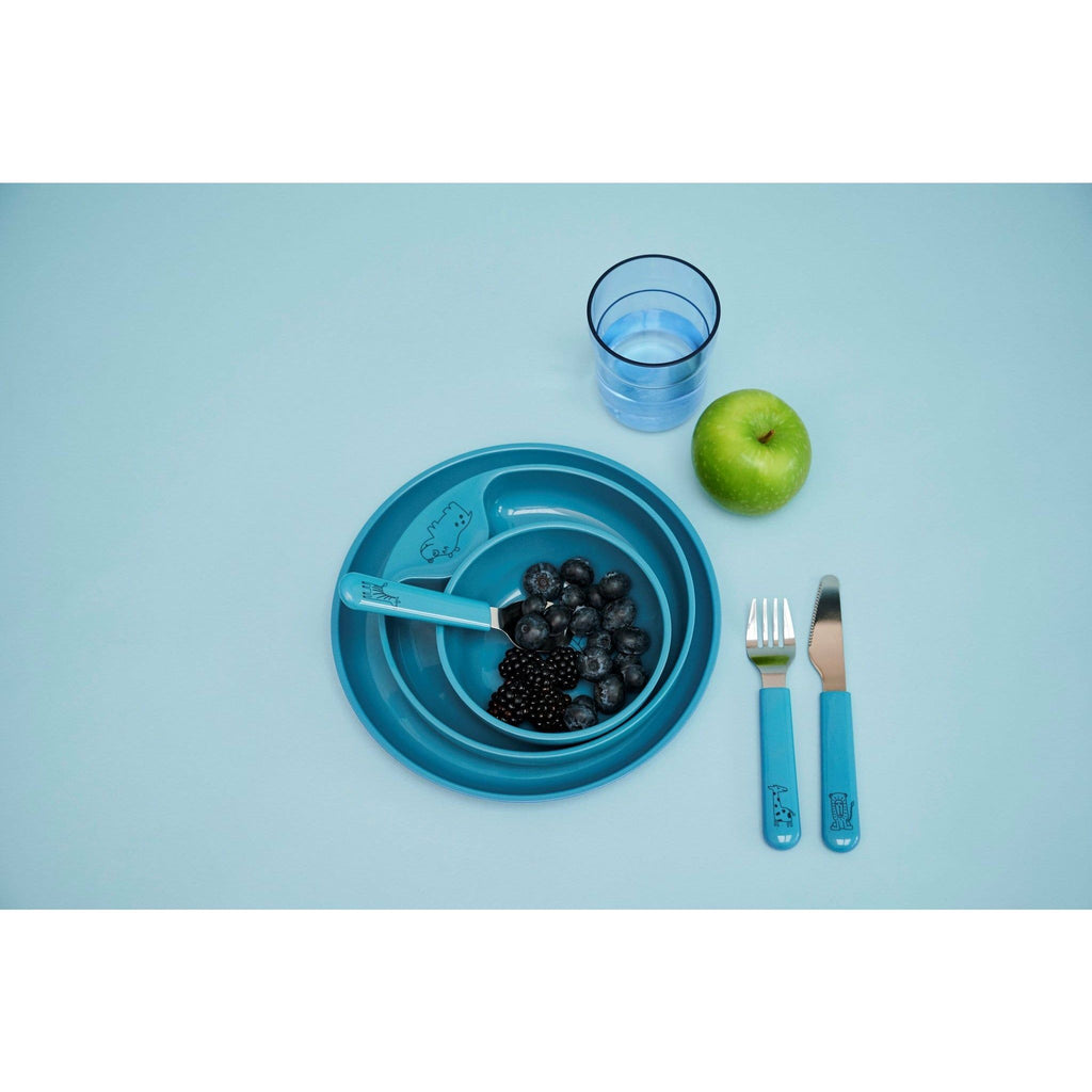 MIO Childrens 3 piece cutlery set in blue in larger set