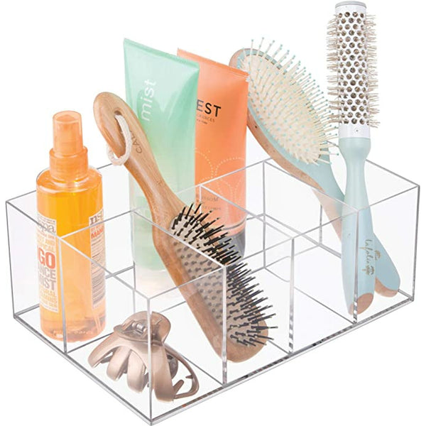 Idesign Clarity Cosmetic & Vanity Organizer, in clear, in use.