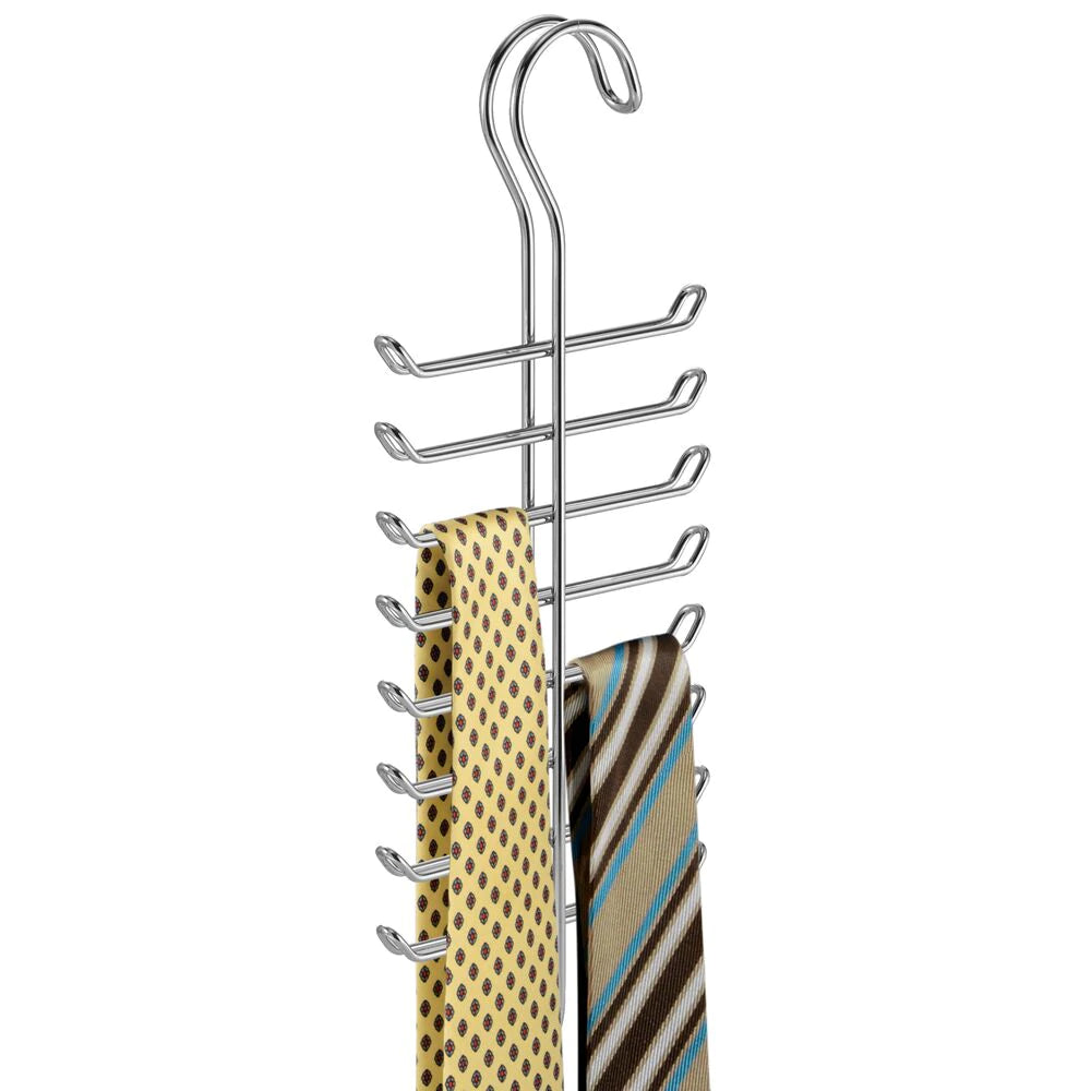 Idesign Classico Vertical Tie Rack, in use, close up.