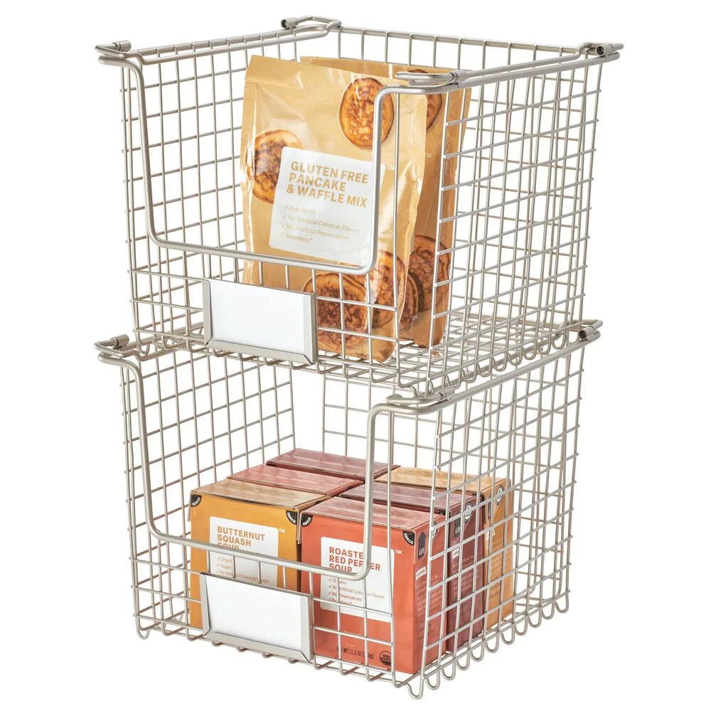 Idesign Stackable Baskets, one on top of the other, in use.
