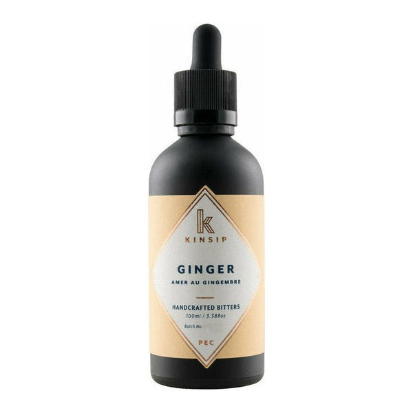 Kinsip Ginger Bitters, close up, 100ml bottle.