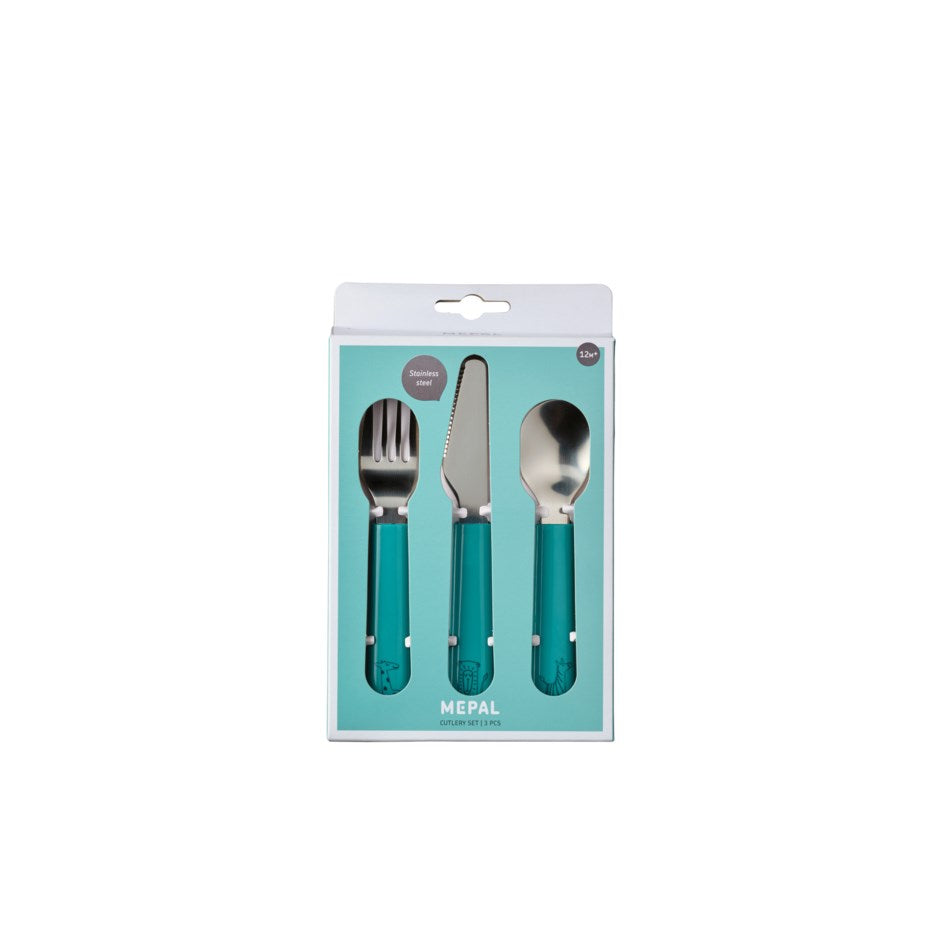 Mio Children's 3 Piece Cutlery set, in packaging.