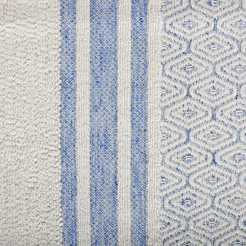 Moda At Home Lisbon Wash Cloth, in blue, close up.