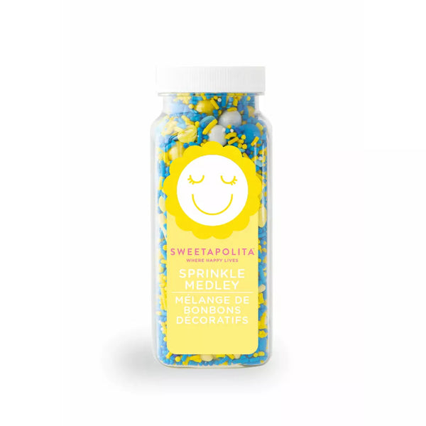 Hearts for Ukraine sprinkles in Sweetapolita 4oz. bottle.