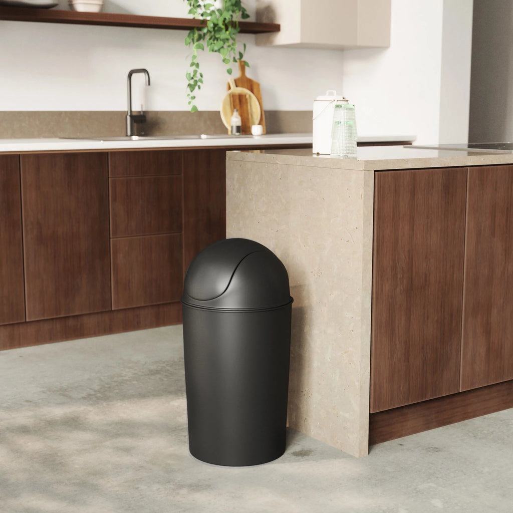 Umbra Grand Trash Can in use.